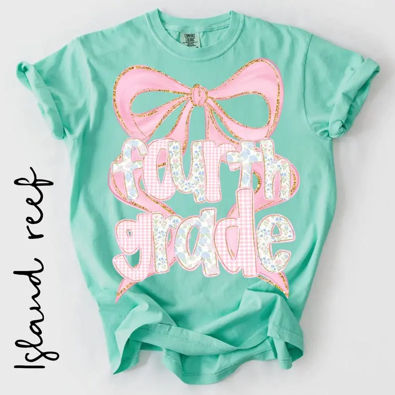 Comfort Colors 4th Grade Girl Shirt, Coquette Bow Back to School Tee, First Day of 4th Grade Shirt, Fourth Grade School Shirt, Cute Student Gift