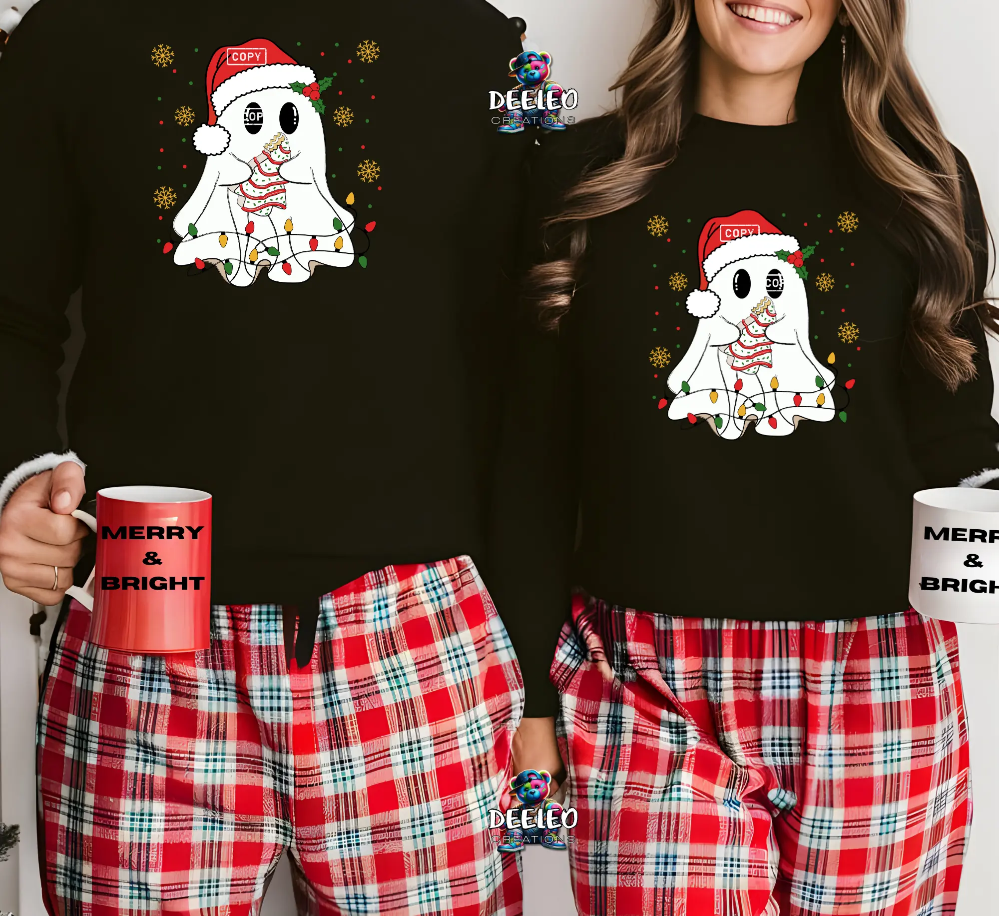 Christmas Ghost with Cake and lights Unisex Cozy Sweatshirt for Holiday Season - Comfortable Fit