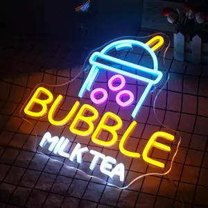 Bubble Milk Tea Design Neon Sign, USB Plug Powered LED Neon Light, Decorative Neon Sign for Home, Office, Shop, Coffee Shop, Restaurant, Milk Tea Shop