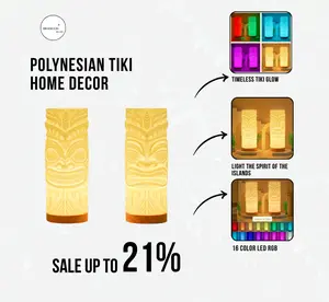 Tiki Table Lamp – Polynesian Tiki Home Decor for Bedroom, Tiki Bar & Living Room, Gift for Him