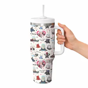 Devil May Cry Dante Vergil Tumbler With Handle 40oz, Stainless Steal Leak Proof Keep 12h Icing Anime Manga Gift For Fan