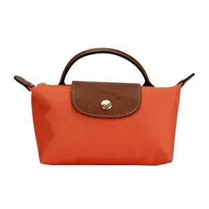 Longchamp Le Pliage Original Tote Bag with Snap Closure and Leather Trim in Orange for Men and Women