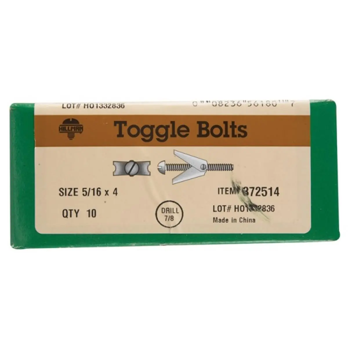 Hillman Steel Mini Toggle Bolt with 5/16"-18 x 4" Slotted Round Head Screw, 0.312 in x 4 in, 1.3 lbs, 2.6" h 3.3" w 4.3" l (Sailing & Water Sports Hardware), 0.312 X 4 In