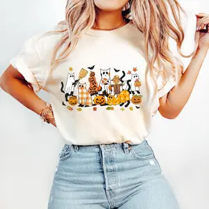 Black Cat Halloween Shirt, Ghost Cat Sweater, Halloween Hoodie, Halloween Cat Shirt, Fall Pumkin, Retro Halloween Summerween, Spooky Season Shirt, Funny Halloween Womenswear Tops Underwear Lady Women Streetwear Comfort Casual Tshirt Crewneck