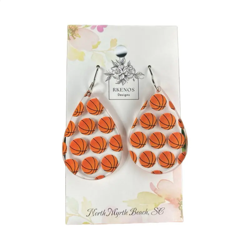 Basketball Print Acrylic Earrings for Women - Clear