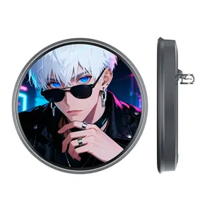 Digital Badge with Touchscreen LED Display, Anime Style Wearable, Smart Electronic Badge for Parties, Fan Events, Backpacks, Role Play