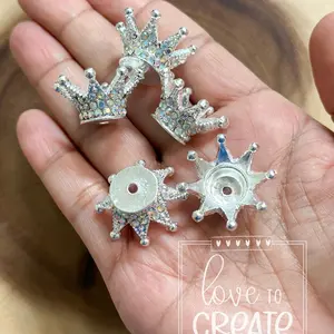 Set of 5 Fancy Crown Focal Metal Bead for Beadable Pens, Keychains, and Lanyards