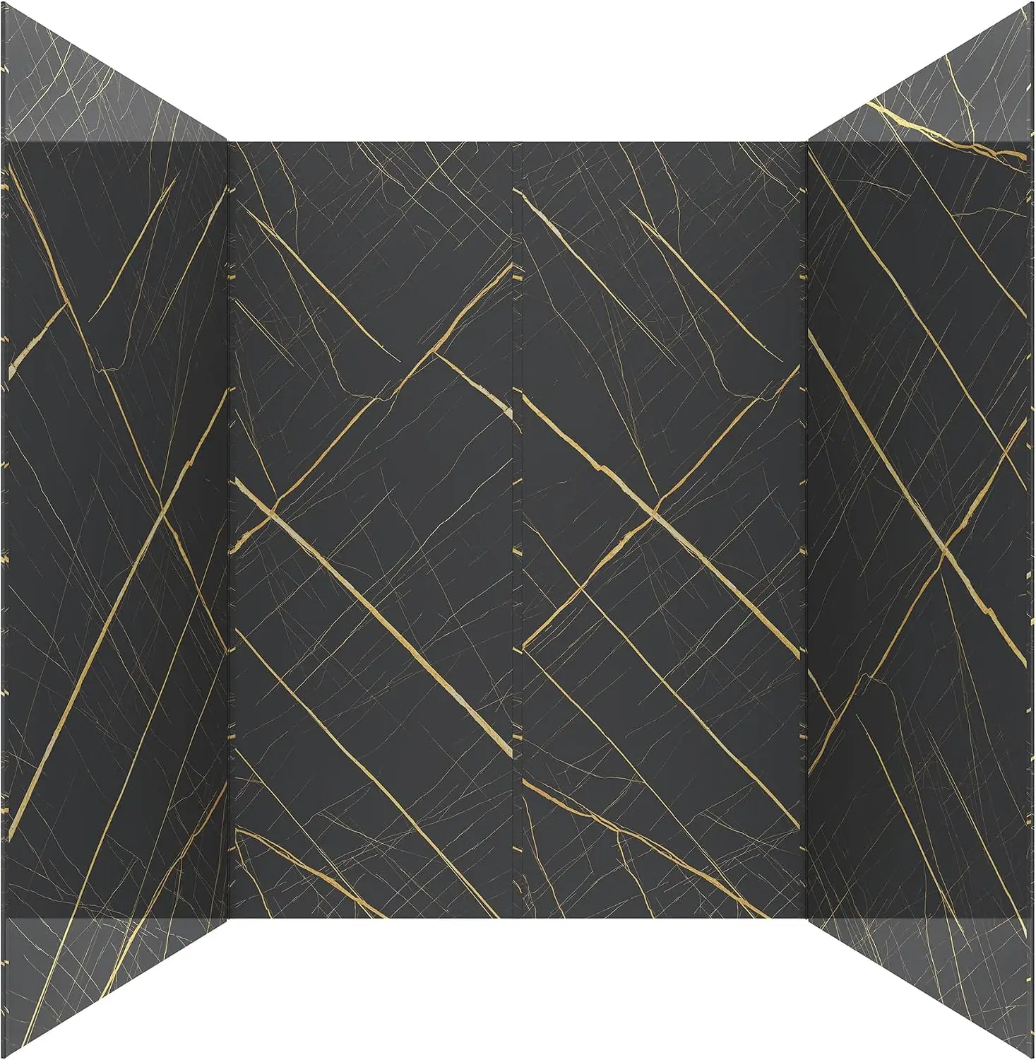 KPUY 4-Piece Shower Wall Panels 36" W x 60" D x 80" H, Black Complete Shower Walls, Waterproof & Scratch-Resistant, Low Maintenance, Easy to clean