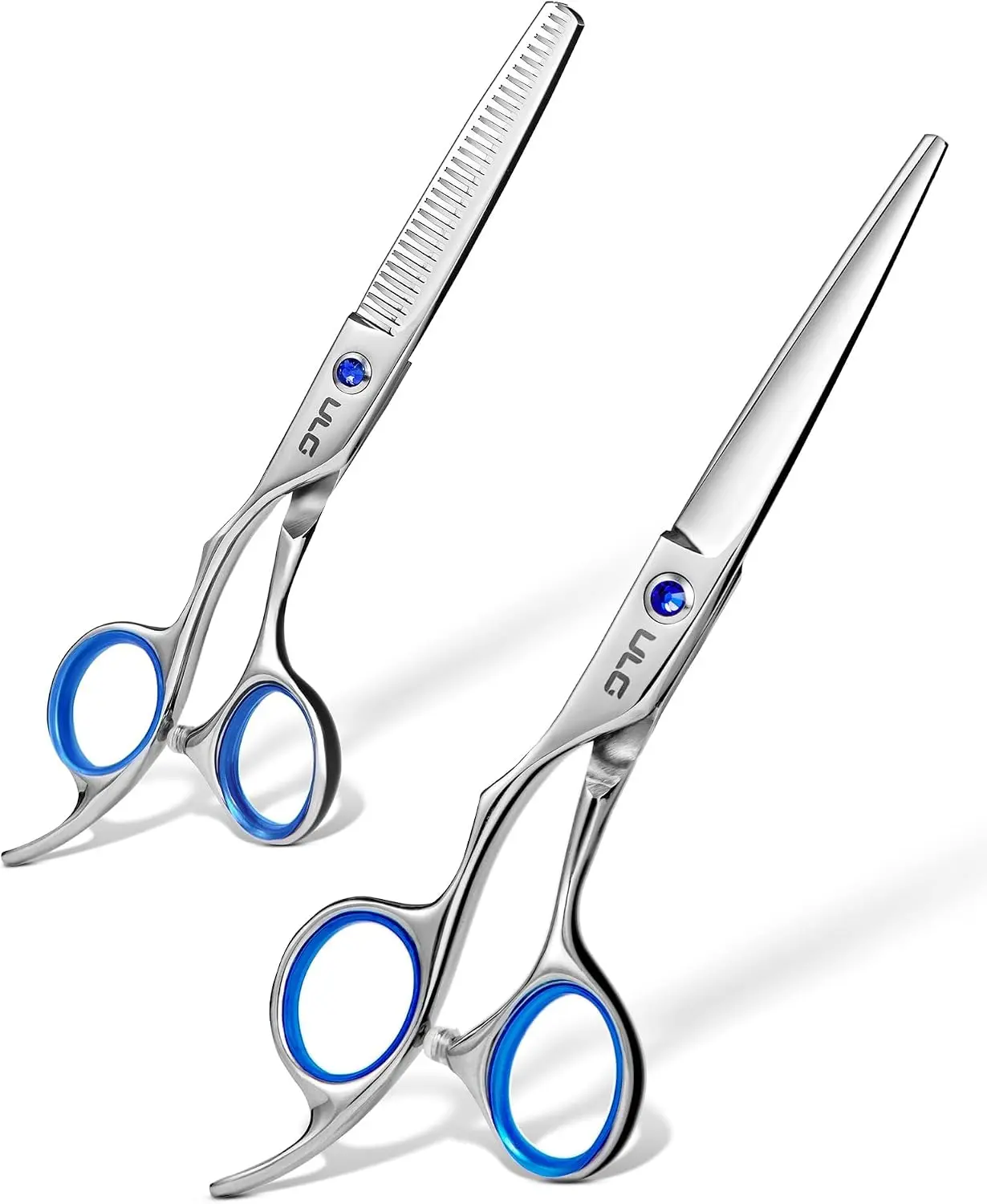 ULG Left Handed Hair Cutting Scissors Thinning Shears Kit Professional Barber Hairdressing Texturizing Salon Razor Edge Scissor Stainless Steel 6.5 inch