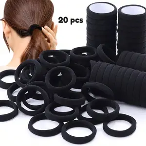 20pcs Black Elastic Headband, High Elasticity Seamless Ponytail Fixator, Rubber Band, Suitable For Thick Hair - Perfect For Women's Hairstyles And Accessories