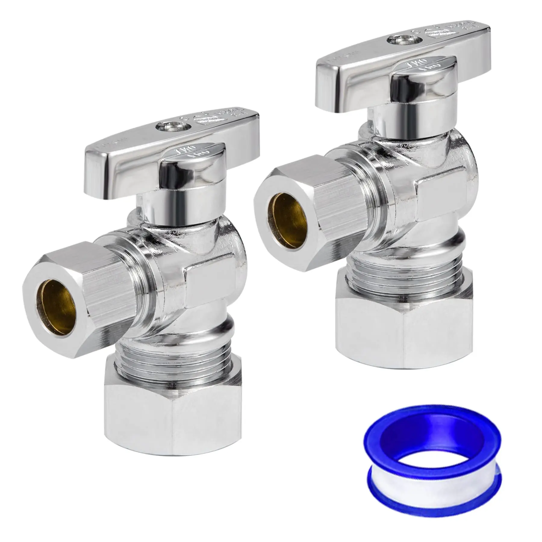 Heavy Duty Angle Stop Valve 1/2" Nom (5/8" Od) Comp X 3/8" Od  1/4-turn Operation,high Quality Brass (2pcs)