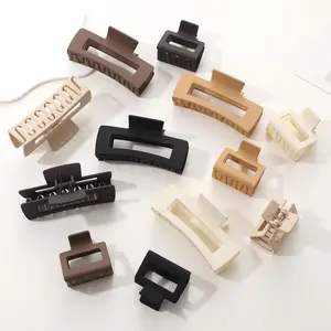 12 Pack Square Claw Clips, Big and Small Neutral Rectangle Hair Non-slip Matte Large Clips