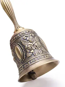Vintage Brass Hand Bell – Loud Call Bell for Bedside, Dinner, Wedding, Christmas & Holiday Party