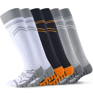 Men's Professional Long Football Socks - Winter Thickened Terry Cushion for Running & Road Cycling Shock Absorption, Anti-Slip Durable & Sweat-Wicking Racing Socks with Extended Cuff - Perfect Gift for Men