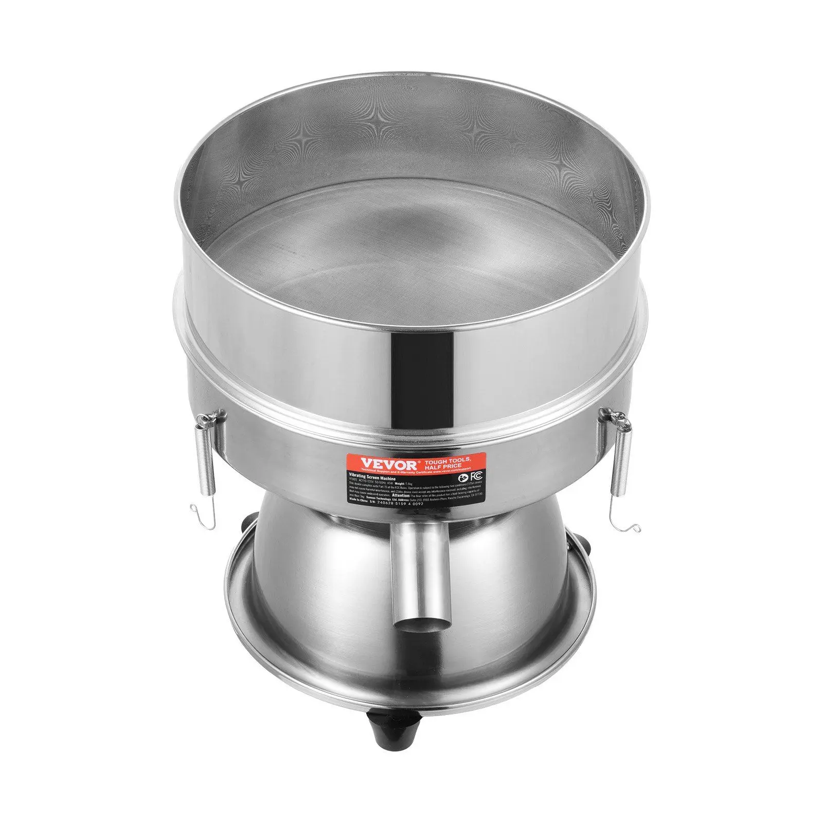 VEVOR Electric Vibrating Sieve Machine, Stainless Steel Durable Sifter Strainer with 40+60 Mesh, Easy-Use Button Control, Laser-Welded Automatic Particle Sorting Shaker for Diverse Sieving Needs