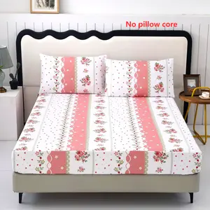 SoftHaven Home Made in USA 3-Piece Printed Bedding Set, Fitted Sheet with 2 Pillowcases, Reusable Washable Polyester Bedding Set