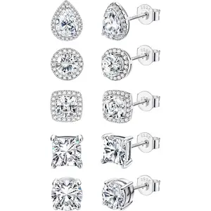 FASACCO Stud Earrings Large CZ Stud Earrings Fake Diamond Stud Earrings Studs Set Cubic Zirconia Stud Earrings Summervibes