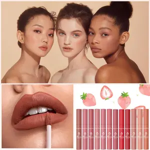 12Pcs Nude Matte Lipstick Set,Non-Stick Cup Lipstick Set,Strawberry Series Matte Lip Gloss Set,Long-Lasting Liquid Lipstick Set,Non-Smudging Lip Gloss,Glossy Lip Glaze Set,Makeup Set,Halloween Makeup for Women Girls,Back to School i love lipgloss