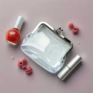 Transparent Mini Coin Purse Portable Mini Cosmetic Bag Travel Portable Organizer Plastic Hasp Closure 10.5cm Length