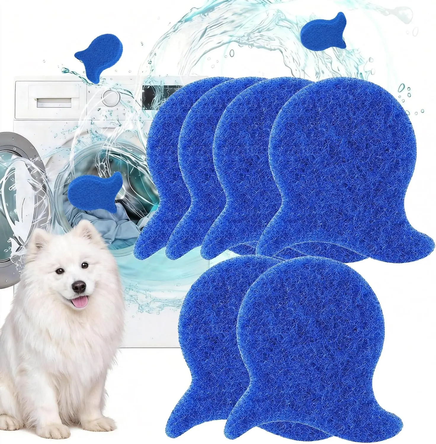 6PCS Unisex Default Size Durable Reusable Laundry Pet Hair Catcher for Washers & Dryers, Microfiber Soft Hooks, Non-Toxic Chemical-Free, Gentle on Delicate Clothes & Bedding (Home Care Sponges & Scouring Pads Supplies)