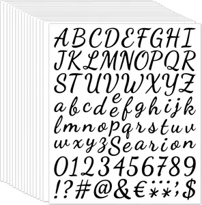 16 Sheets Vinyl Letters Numbers Kit,Self Adhesive Cursive Alphabet Letter Sticker, DIY Number Letter Decal Script Pantry Labels for Office,Mailbox,Kitchen,Signs,Window,Door,,Grad Cap (Black,1 Inch)