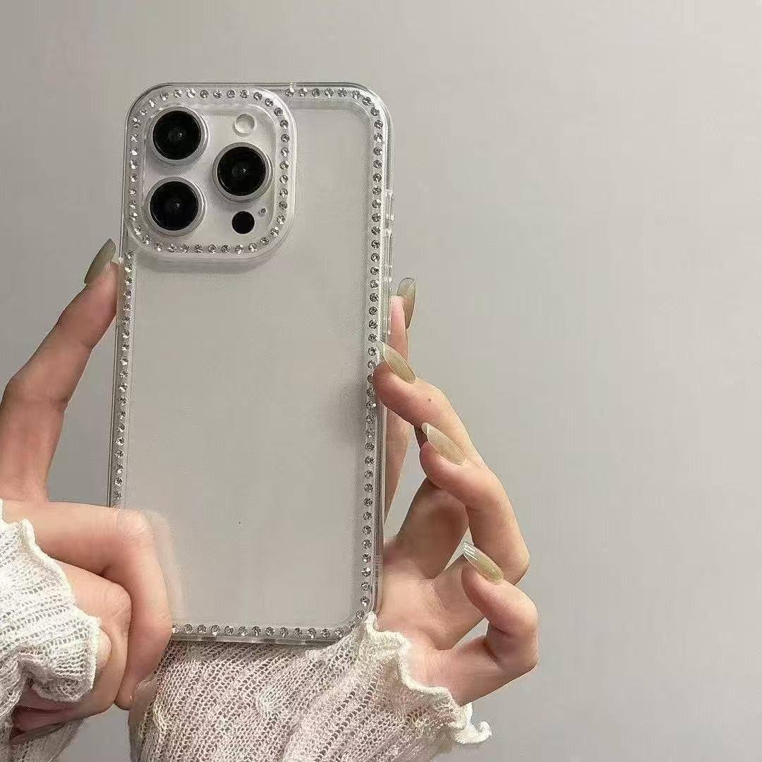 【Cute】Luxury Bling Diamond Rhinestone Clear iPhone Case, Glitter Sparkle 3D Gem Design Soft Silicone Cover, Anti-Scratch Shockproof Protective Case For iPhone 12 13 14 15 16 17 Pro ProMax Plus, Cute Fashion Girly Case For Women Girls