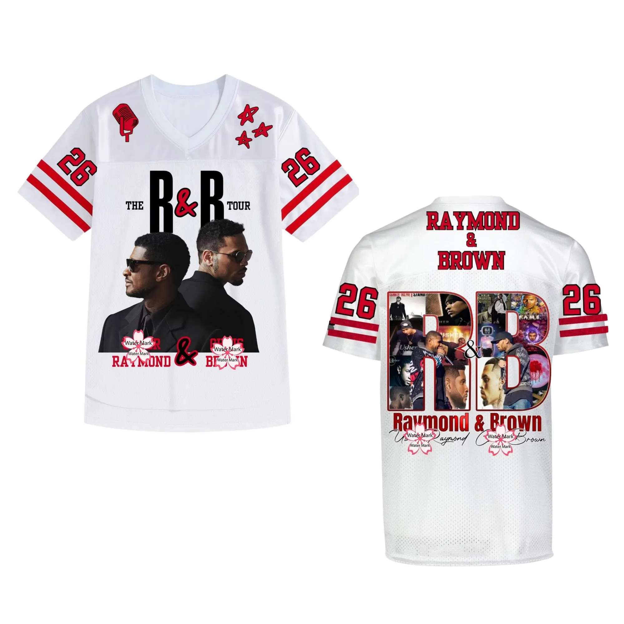 B Brown and U, R and Brown R&B Tour Football Football Jersey, Cotton Top Menswear Womenswear