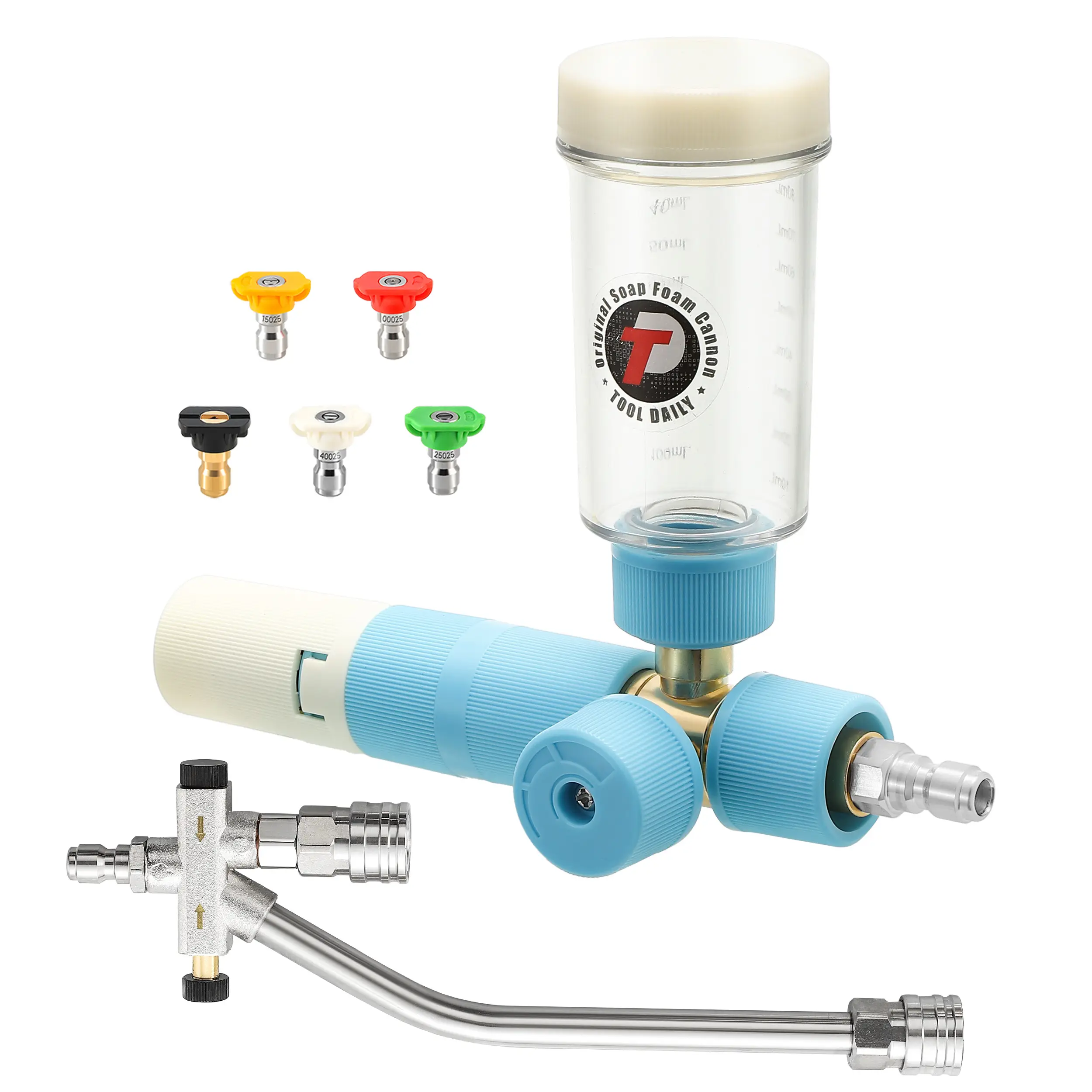 [SELL OFF AT A LOSS] Tool Daily Original Soap Foam Cannon for Pressure Washer 100 ML Bottle 5 Nozzle Tips 1/4" Quick Connect Adjustable Nozzle Lightwe