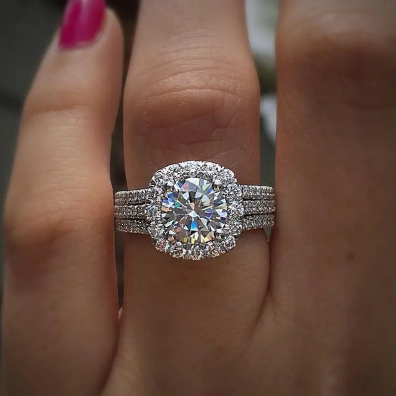 Fashion Ring Cushion Engagement Wedding Band Ring Anniversary Wedding Bands Size 7-9