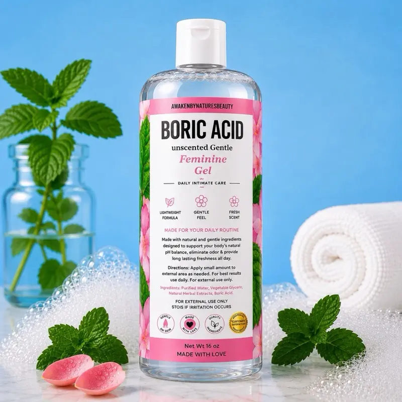 Boric Unscented feminine Gel - Gentle Body Wash for All Skin Types - Body Care