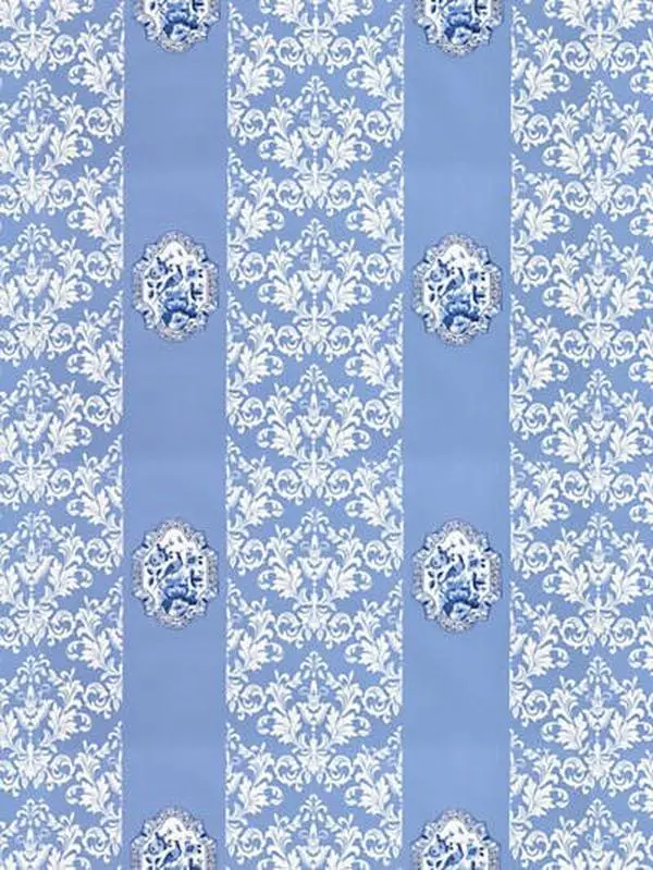 Imperial Blue Grasscloth Printed Wallpaper