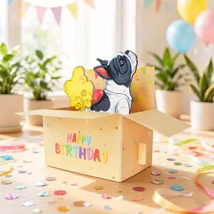 French Bulldog Surprise 3D Birthday Card, Fun Dog Farting Design, Unique Gift Idea, Perfect for Birthdays, Creative Paper Craft, Pop Up Cards