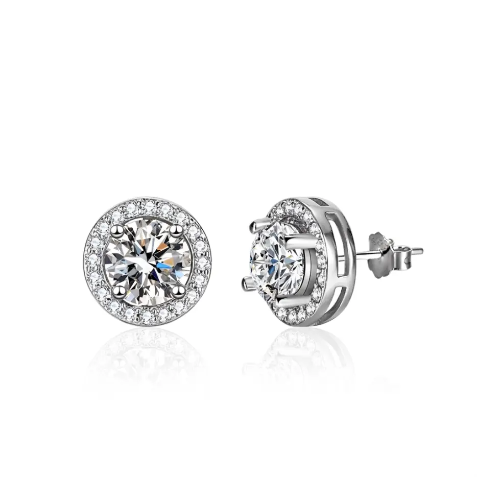 1 Carat Moissanite Solitaire Stud Earrings Sparkling Diamond Alternative Silver Tone Base Daily Elegance Special Occasions for Women Her Valentine Mother's Day Romantic Gift