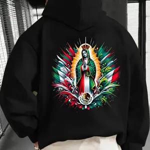 Our Lady of Guadalupe Mexican Flag Hoodie, Virgin Mary Mexico Hoodie, Catholic Faith Hoodie, Mexican Pride Hoodie, Religious Gift for Men & Women