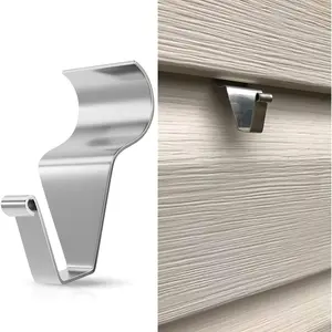 Vinyl Siding Hooks (4-Pack), Stainless Steel No Hole No  Siding Clips Hangers for  Outdoor, Hooks for Outdoor String Lights, Patio Decor, Front Porch Decor, Wreath Decor