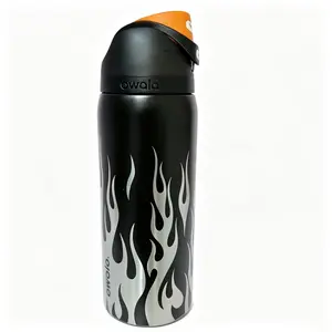 Owala 32oz 304 Stainless Steel Thermal Drinkware Flask with Outdoor Portable Handle, Large Capacity, Double Drinking Function, Flame Black, Flasks outdoorfun