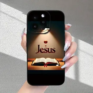 Jesus Illuminated Book Pattern Phone Case Premium Frosted Texture New Hot-Selling Full Camera Protection Shockproof Anti-Fingerprint Cover Suitable for iPhone 16/15/14/13/12/11/X/XR/XS/8/7/SE Mini Plus Pro Max Series Can