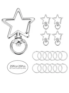 Metal Swivel Lobster Clasp Snap Hook with Key Rings, Star Shape Clasp and Split Rings for DIY Keychain Making, Hardware Supplies