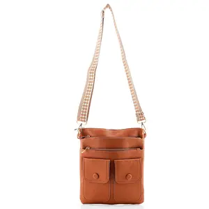 La Marey Brown Faux Leather Crossbody Bag
