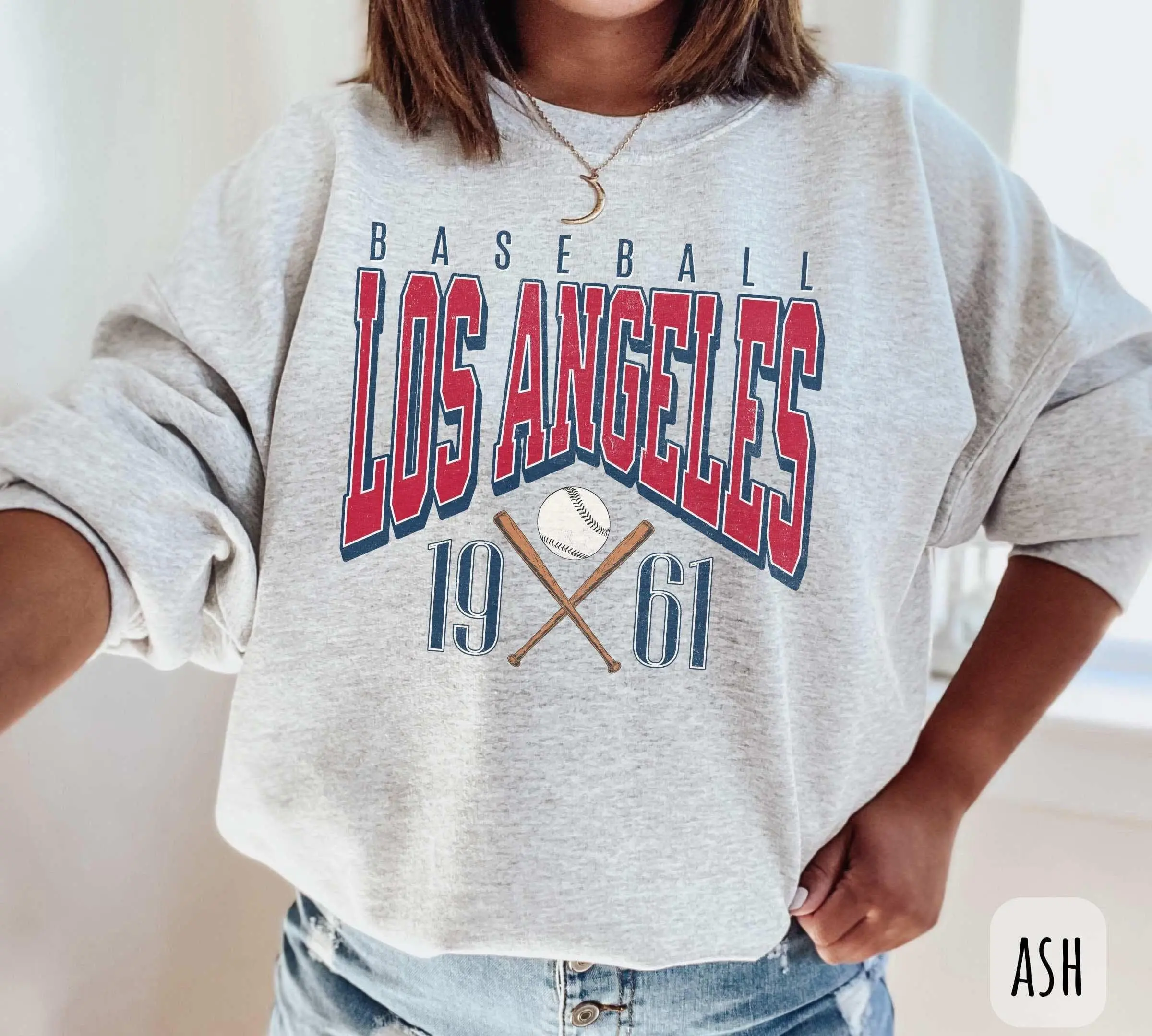 [SALE UP TO 49%] Vintage Los Angeles Baseball Sweatshirt | Retro LA Halos Baseball Sweatshirt for Men and Women | Angel Baseball Tee