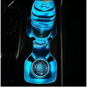 LED Cup Holder Lights,2 Pack LED Car Coasters with 7 Colors Luminescent Cup Pad USB Charging Cup Mat Drink Holder