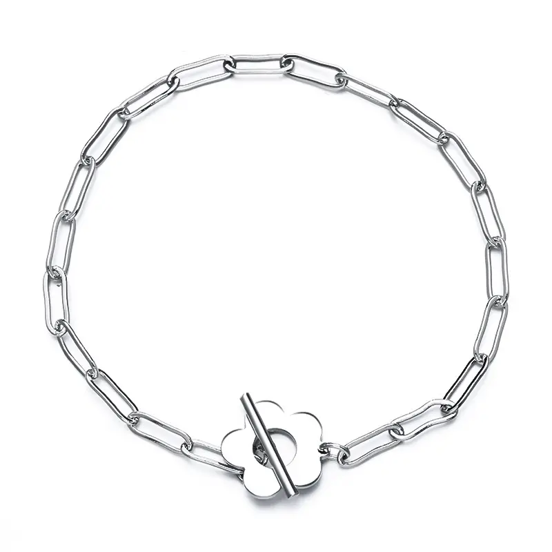 925 Sterling Silver Flower Paperclip Bracelet for Women,Versatile, simple, and stylish for daily wear – a perfect gift for girls and best friends
