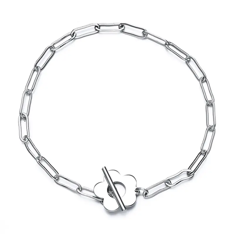 AELNEN 925 Sterling Silver Flower Paperclip Bracelet for Women,Versatile, simple, and stylish for daily wear – a perfect gift for girls and best frien