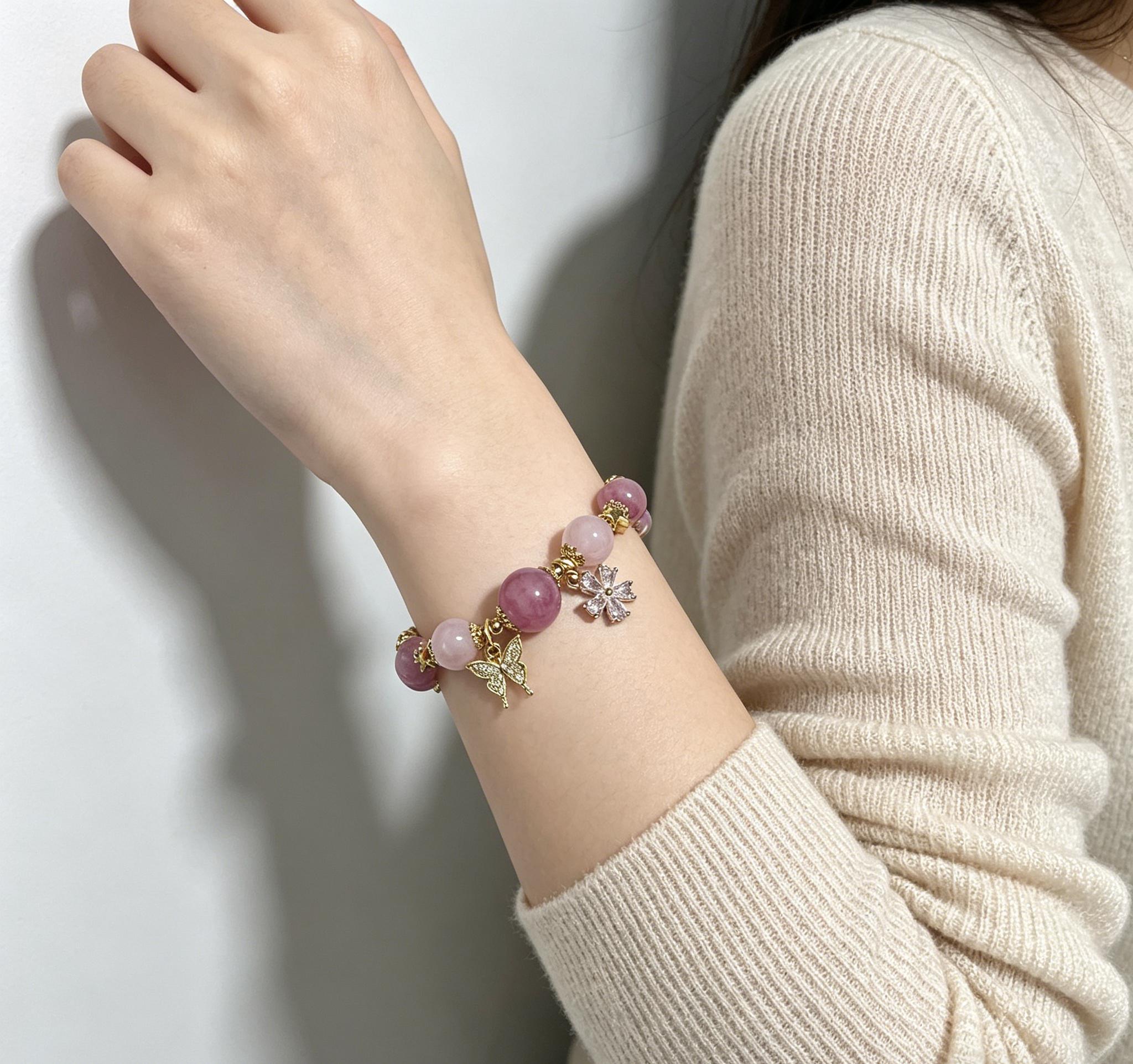 Mixed Natural Crystal Gold Bracelet, Handmade Spiritual Energy Bangle, Healing Gemstone Jewelry for Daily Wear, Dating & Party, Mysterious Elegant Wrist Accessory