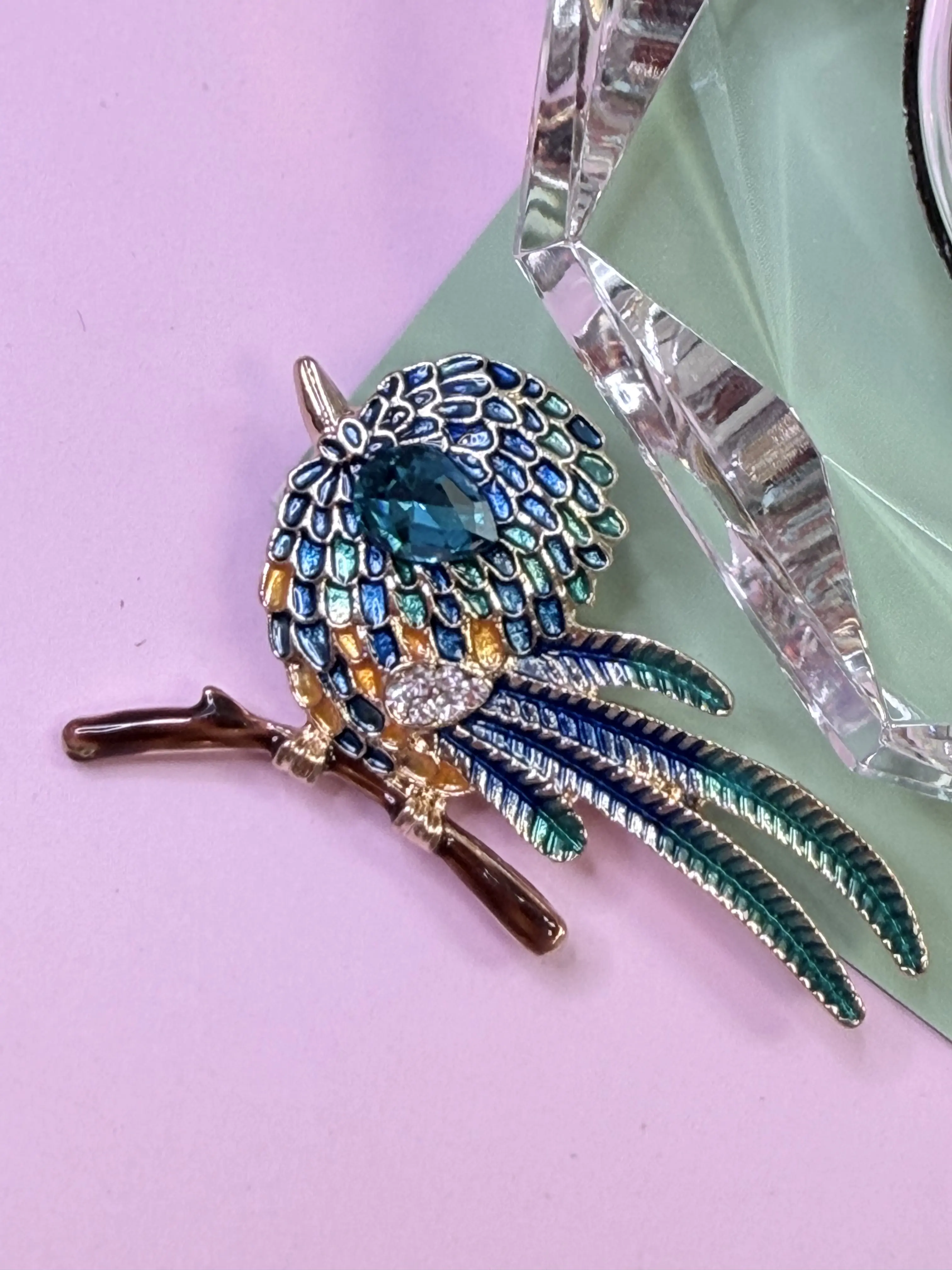 Colorful Crystal Bird Brooch