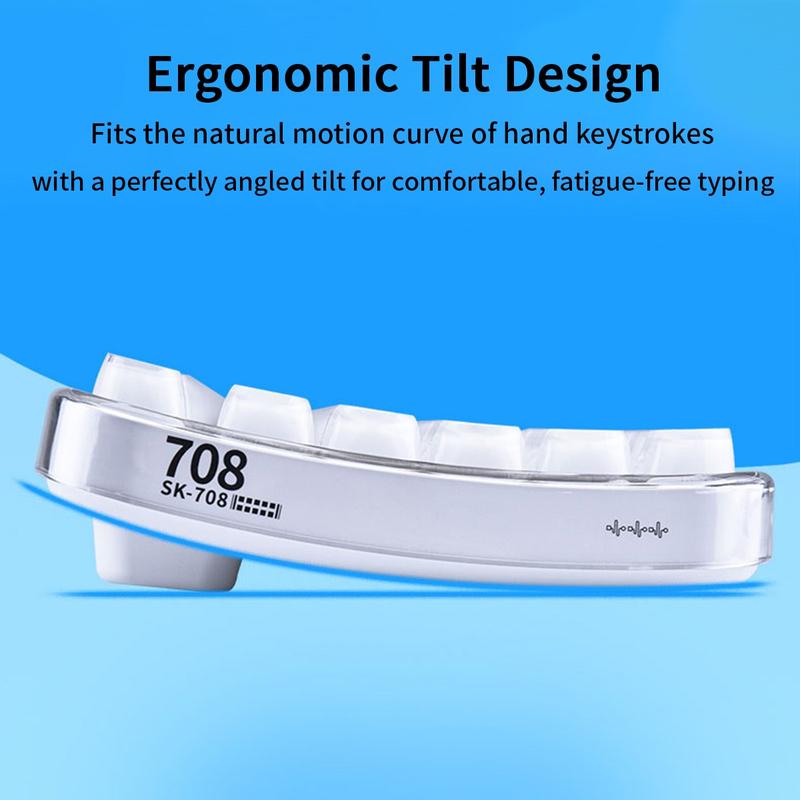 MOFii 708 RGB Backlit Full-Size Keyboard, Stylish White Transparent Keycaps, Tri-Mode Rechargeable, US Qwerty, Compatible with Phones & Tablets, Must-Have for Office & Gaming