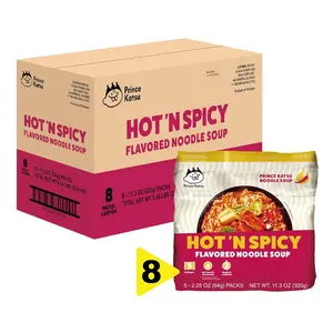 Prince Katsu Gourmet Instant Ramen Noodles, Hot 'N Spicy Flavored Noodle Soup, 8 40 Servings, Premium Microwaveable Ramen Soup Mix