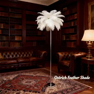Creative Ostrich Feather Floor Lamp, Adjustable Dimmable Three-Color Changing, Bedroom Living Room Warm Decor Light, Wedding Pathway Lamp, Decorative Lamp