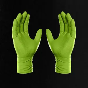 Digits Nitrile 8 Mil Heavy-Duty Diamond-Textured Gloves with Manufacturer Warranty - Box of 100 for Cleaning & Chemical Protection