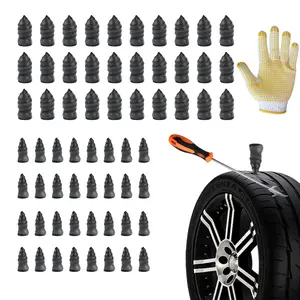 Road Trip Ready Ultimate Tire Saver Kit for Cars – 60 Heavy-Duty Plugs, Screwdriver, Hook & Gloves, Compact Portable Essential Accessory to Fix Flats Fast Automotive Vehicle Tool Car Tire Inflator Car Repair Tools
